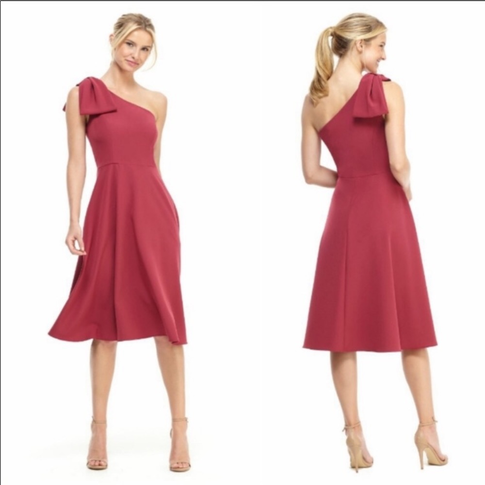 Yvonne Bow One Shoulder A-Line Midi Dress